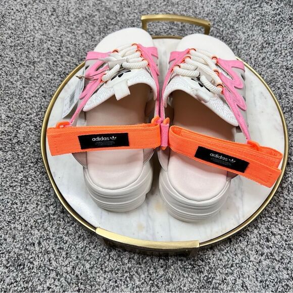 Sz 9 Adidas Originals Astir "Off White/Super Pop/C Brown" Women's Sandal - Picture 4 of 10